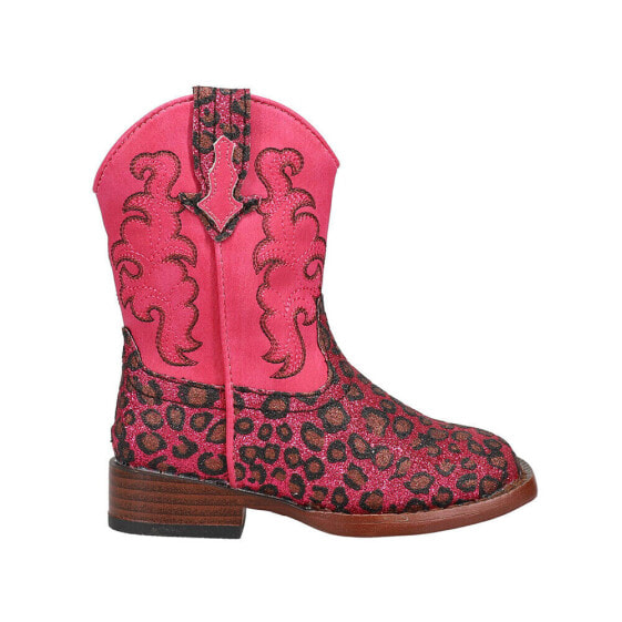 Roper Wild Cat Glitter Square Toe Cowboy Toddler Girls Pink Casual Boots 09-017