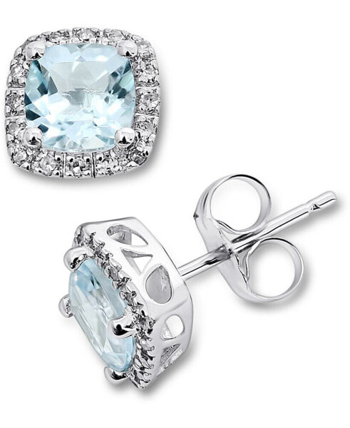 Серьги Macy's Aquamarine & Diamond Stud