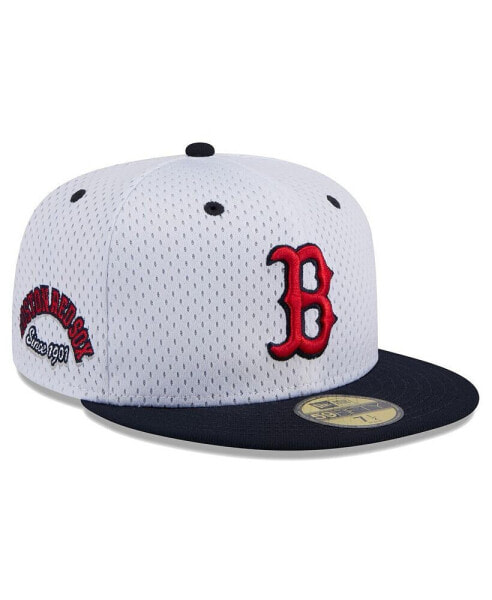 Men's White Boston Red Sox Throwback Mesh 59fifty Fitted Hat