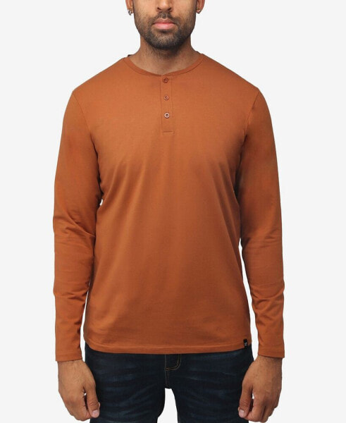 Men's Soft Stretch Henley Neck Long Sleeve T-shirt