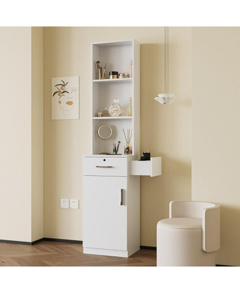 White modern simple hair desk, multi-layer storage, large storage space