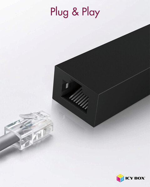 ICY BOX USB 3.0 A-Type to RJ-45 Ethernet port - Wired - USB - Ethernet - 1000 Mbit/s - Black