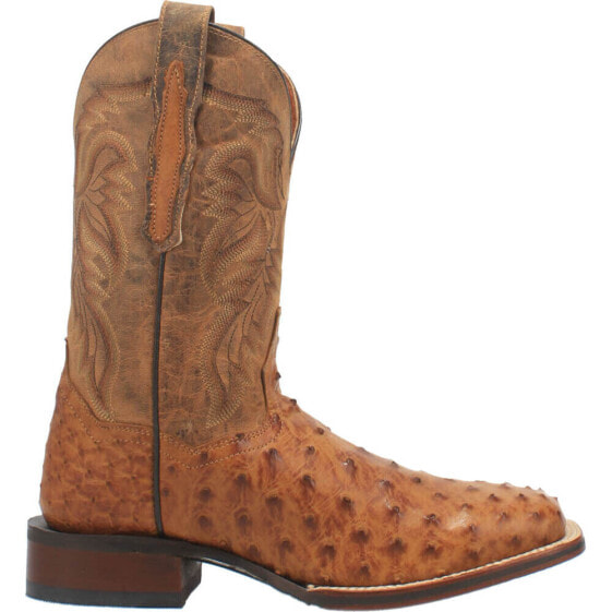 Dan Post Boots Alamosa Ostrich Embroidered Square Toe Cowboy Mens Brown Casual