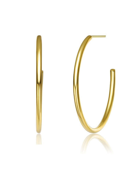 14K Gold Plated Large Open Hoop Earrings