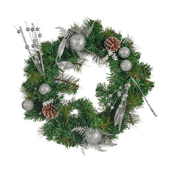 Рождественский венок Ананасы 45 x 13 x 45 cm Серебристый Коричневый Зеленый