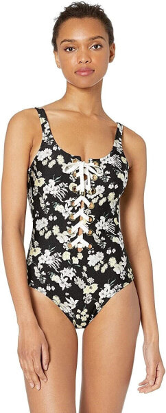 Derek Lam 10 Crosby Womens 185112 Laced Up Front One Piece Swimsuit Size S