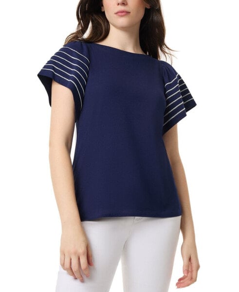 Women's Boat-Neck Flutter-Sleeve Top