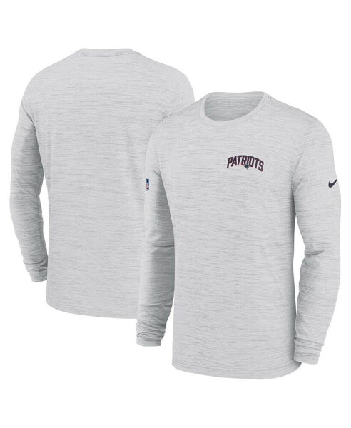 Men's White New England Patriots Velocity Athletic Stack Performance Long Sleeve T-shirt