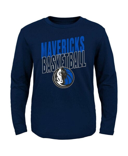 Preschool Boys and Girls Navy Dallas Mavericks Showtime Long Sleeve T-shirt