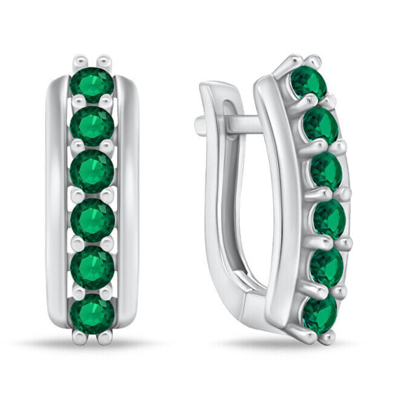 Amazing silver earrings with green zircons EA543WG