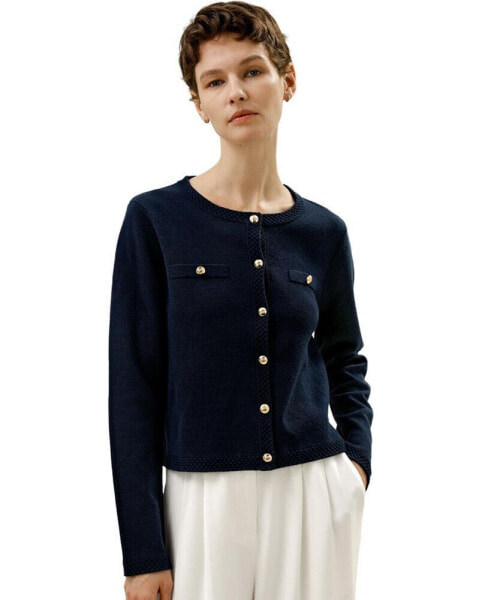 Women's Wool Button-Front Sweater Lady Jacket for Women