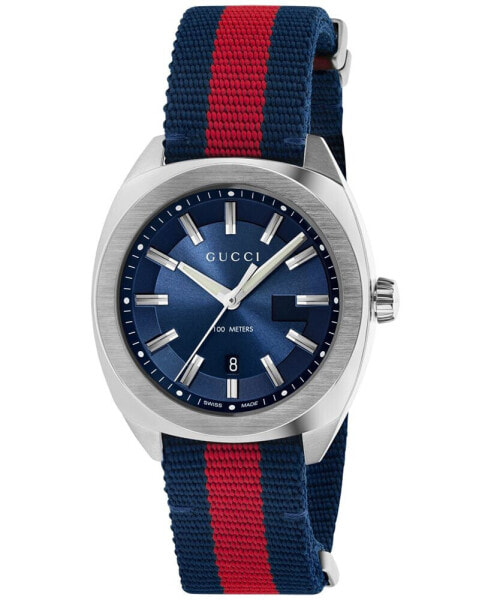 Men's GG2570 Swiss Blue-Red-Blue Web Nylon Strap Watch 41mm YA142304
