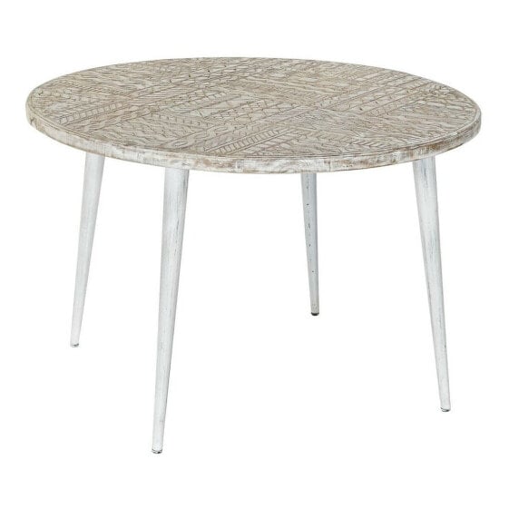 Вспомогательный стол DKD Home Decor 8424001820115 75 x 75 x 50 cm Позолоченный Металл Белый Древесина манго (75 x 75 x 50 cm)