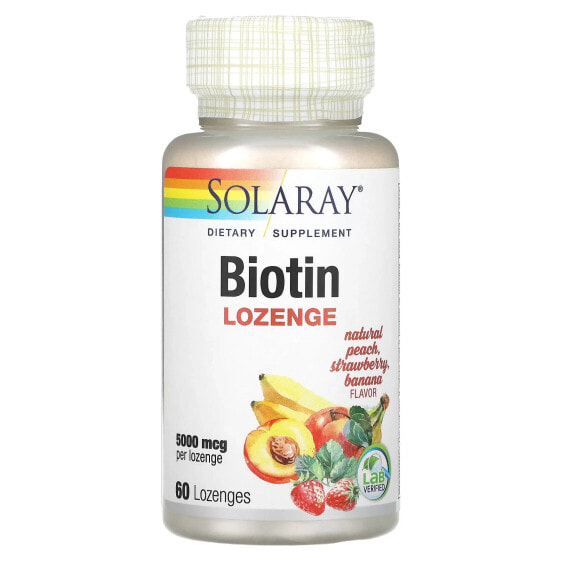 Biotin, Natural Peach, Strawberry, Banana, 5,000 mcg, 60 Lozenges