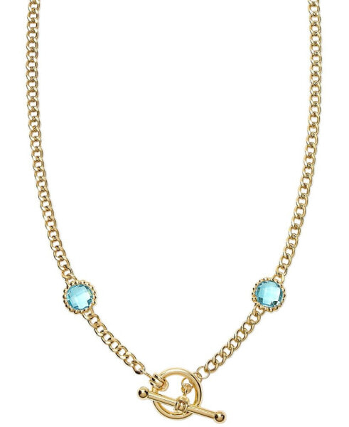 Gemstone Curb Link 20" Toggle Necklace (4 ct. t.w.) in 14k Gold-Plated Sterling Silver