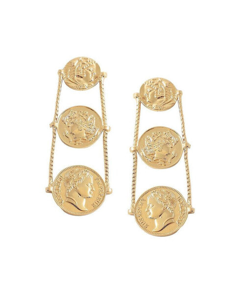 Women's Gold Coin Drop Earrings