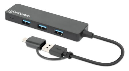 USB-концентратор Manhattan 4-Port USB 3.0 Typ-C Typ-A Kombi-Hub schwarz