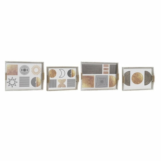 Set of trays DKD Home Decor White Black Golden MDF Wood 40 x 30 x 6 cm (2 Units) (12 Units)