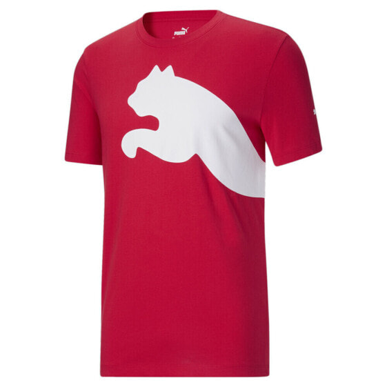 Puma Oversized Logo Crew Neck Short Sleeve T-Shirt Mens Red Casual Tops 67878411