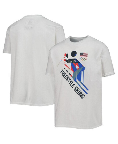 Big Boys White Team USA Freestyle Skiing Scattered Swatch T-shirt