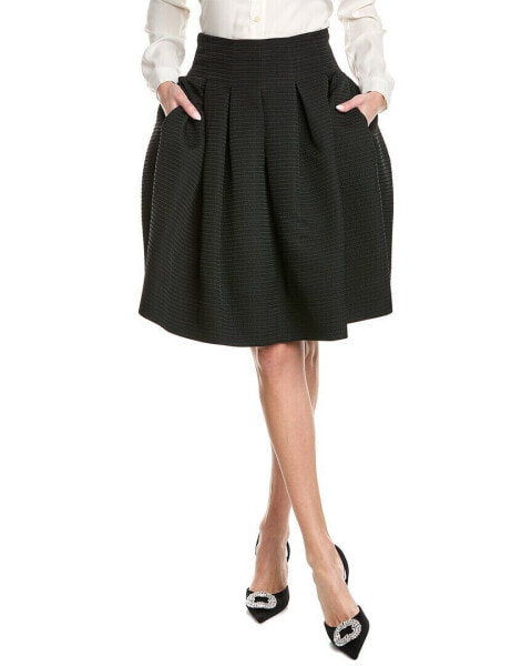 Oscar De La Renta Crinkled Ottoman Full Skirt Women's Black 4