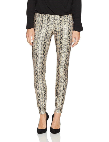 HUE Women's Python Leatherette Taupe Leggings Size Large 143994