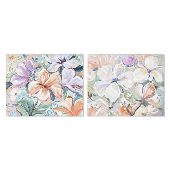 Painting Home ESPRIT Flowers Shabby Chic 100 x 3,7 x 80 cm (2 Units)