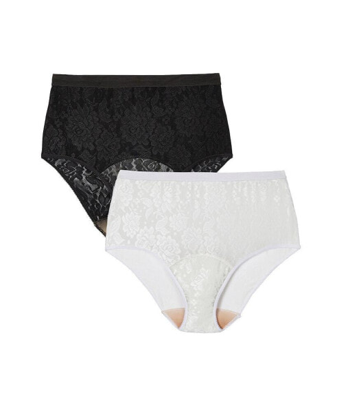 Plus Size Lace Incontinence Brief 2-Pack