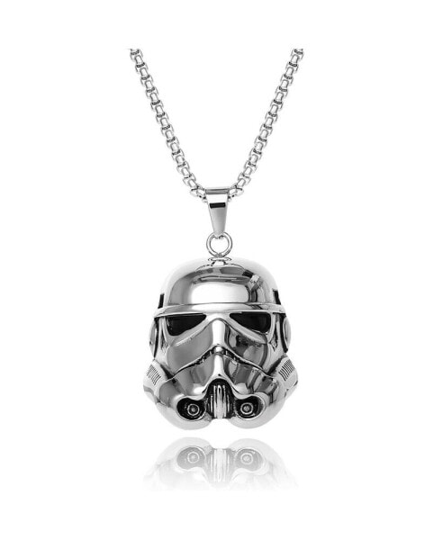 Men's Officially Licensed Storm Trooper Stainless Steel Pendant Necklace, 22" Box Chain