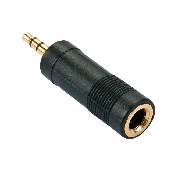 Lindy 3.5mm Stereo Jack Male to 6.3mm Stereo Jack Female Adapter, 3.5mm, 6.3mm, Black
