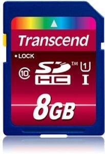 Transcend SD Card SDXC/SDHC Class 10 UHS-I 8GB - 8 GB - SDHC - Class 10 - NAND - 90 MB/s - Class 1 (U1)