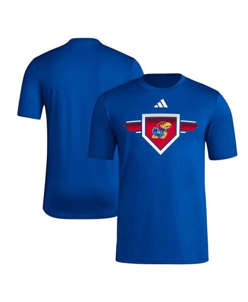 Men's Royal Kansas Jayhawks 2023/24 AEROREADY Homeland Plate Pregame T-Shirt
