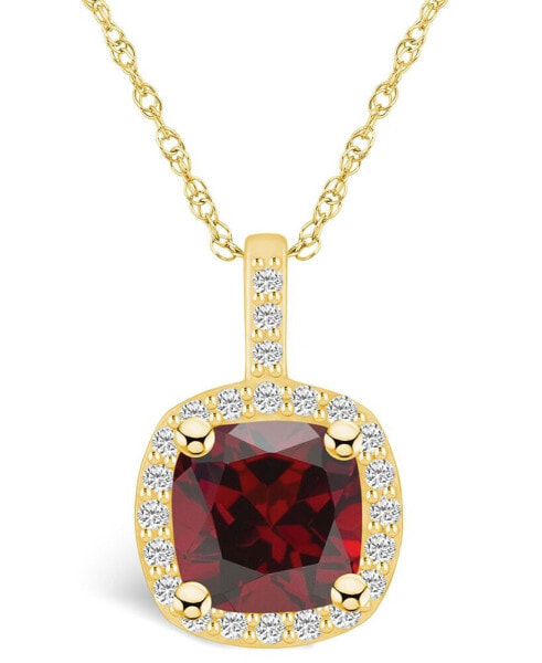 Garnet (2-3/4 Ct. T.W.) and Diamond (1/4 Ct. T.W.) Halo Pendant Necklace in 14K Yellow Gold