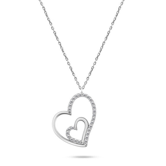 Charming silver necklace with hearts NCL72W