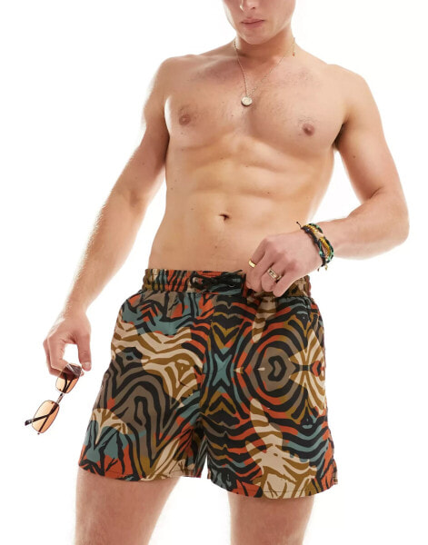 Another Influence swim shorts in tiger print