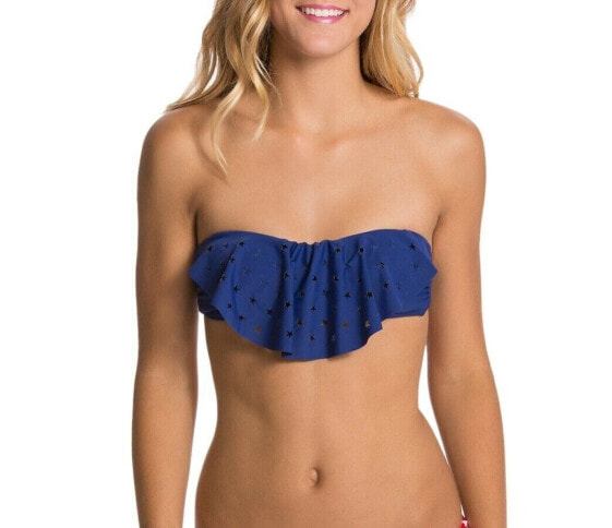 Rip Curl Starry Eyed Laser Cut Back Tie Ruffled Bandeau Bikini Top Size M