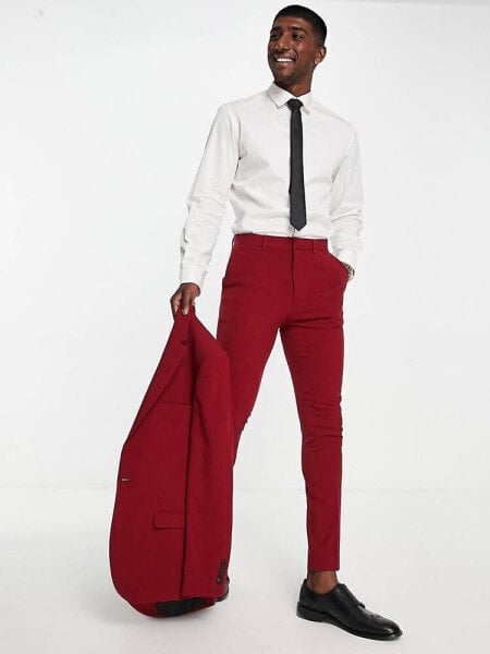 ASOS DESIGN super skinny suit trousers in burgundy