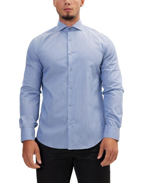 Men's Modern Spread Collar Textured Fitted Shirt