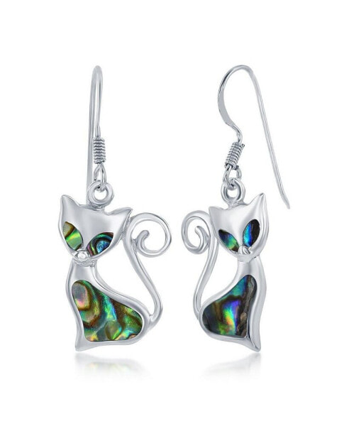 Sterling Silver Abalone Cat Earrings