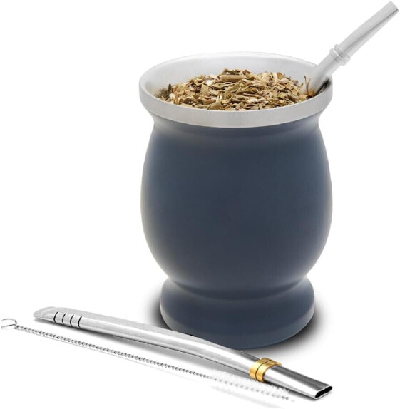 Balibetov Yerba Mate Tea Set, Cup and Stainless Steel Straw (Bombilla) for Mate Tea, Easy to Clean and Very Durable
