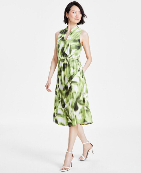 Women's Jenna Blurry-Print Drawstring-Waist Dress