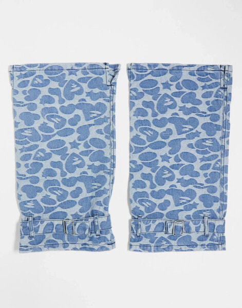 Aape by A Bathing Ape denim leg warmers in blue