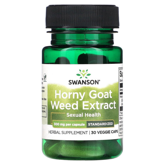 БАД для мужского здоровья Swanson Horny Goat Weed Extract, 300 мг, 30 вегетарианских капсул