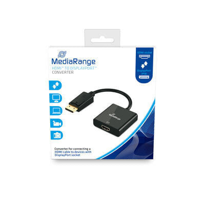 MEDIARANGE MRCS175 - 0.15 m - HDMI Type A (Standard) - DisplayPort - Male - Female - Straight