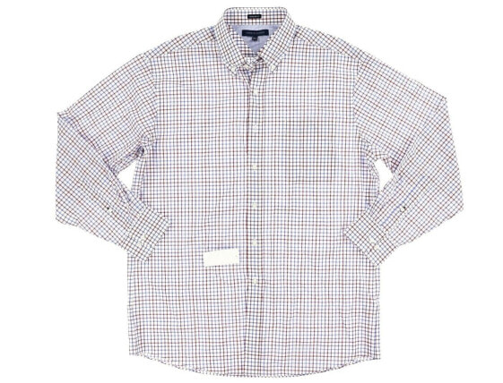 Tommy Hilfiger Purple Checkered Mens Long Sleeve Dress Shirt Sz 16 1/2