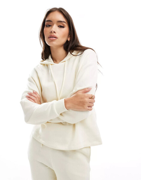 Pieces sweat hoodie co-ord in neutral beige