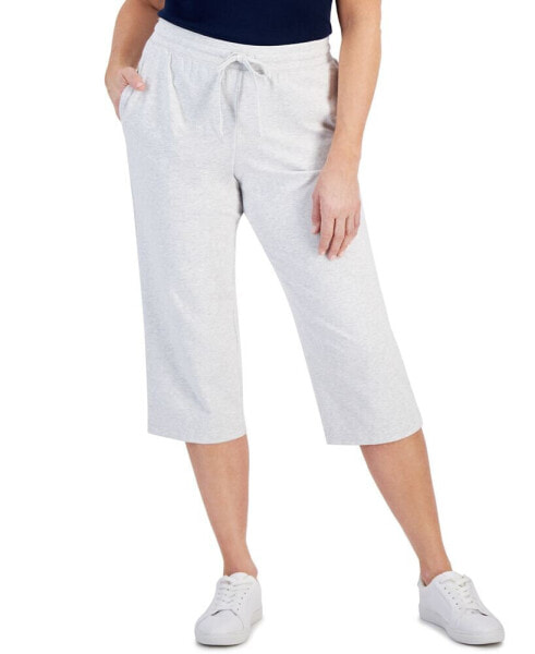 Petite Solid-Knit Mid-Rise Capri Pants, Created for Macy's