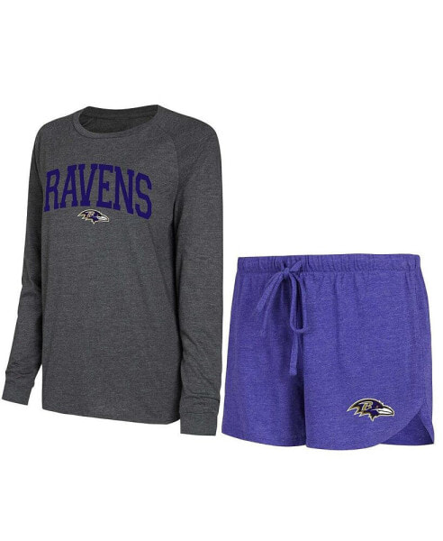 Пижама женская Concepts Sport фиолетовая в полоску, черная Baltimore Ravens