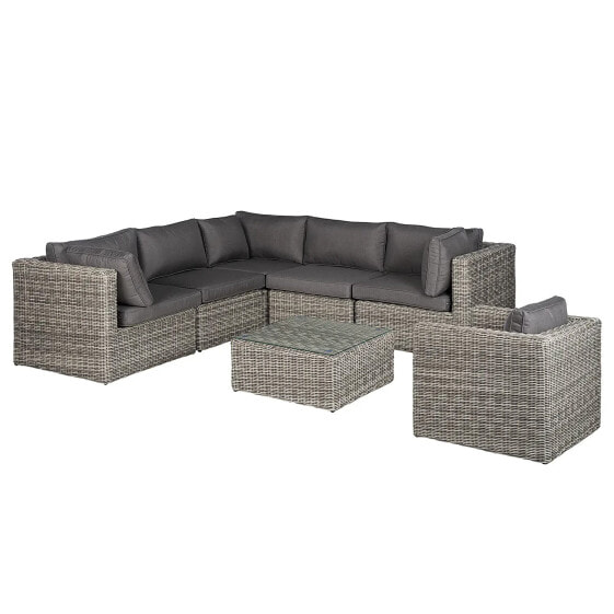 Loungeset Voia aus Polyrattan 7-teilig