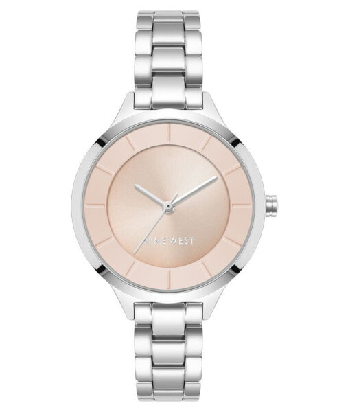 Women's Quartz Silver-Tone Alloy Link Bracelet Watch, 34mm